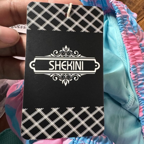 Shekini Men's XL Swim‎ Trunks Pink Blue Turtle Floral Drawstring Beach Shorts - Picture 3 of 5